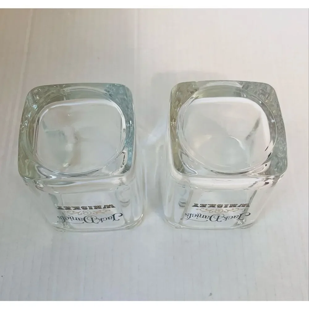 Two Vintage Jack Daniels Tennessee Whiskey Square Rocks/Lowball Glasses